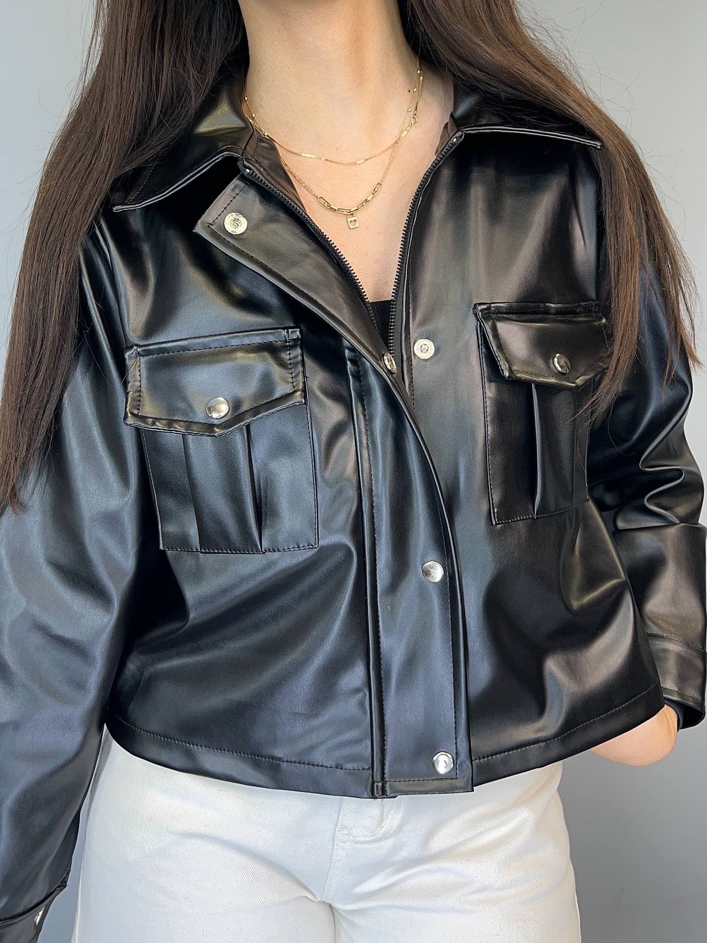کت چرم دو جیب سلما — تصویر ۲