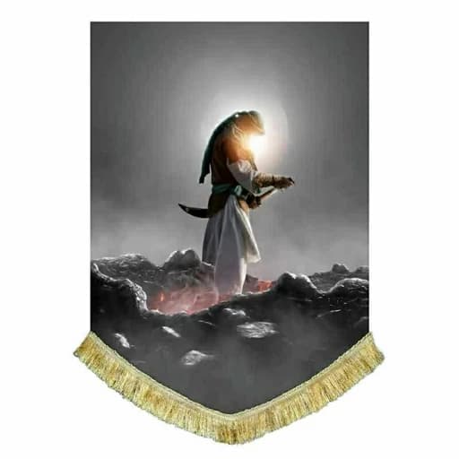 پرچم مخمل نقاشی عمودی ابا عبدالله الحسین