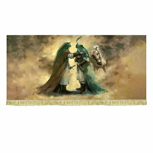 کتیبه مخمل نقاشی وداع حضرت عباس و امام حسین(ع)