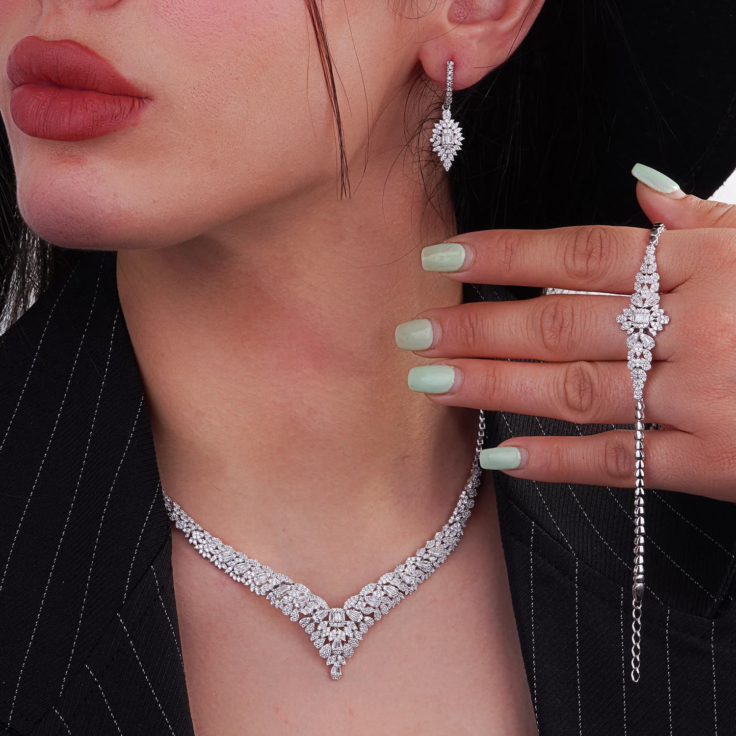 سرویس نقره زنانه طرح جواهر 1015131 شمیم سیلور — تصویر ۲