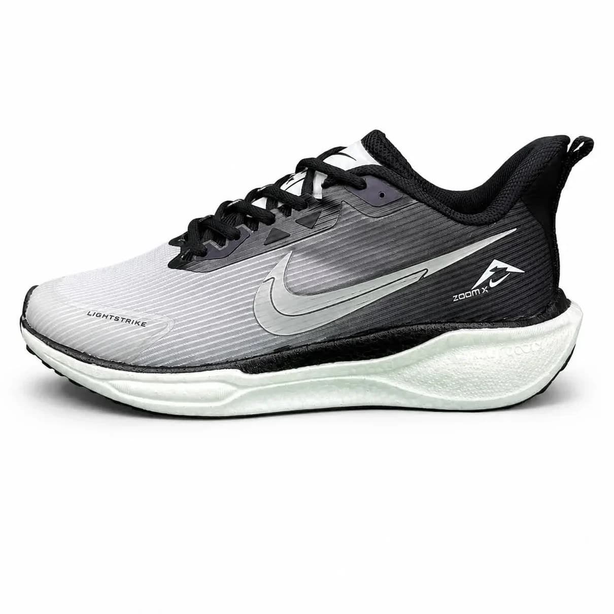 کتونی زیره بست مردانه مدل رانینگ نایکی طوسی و سفید NIKE