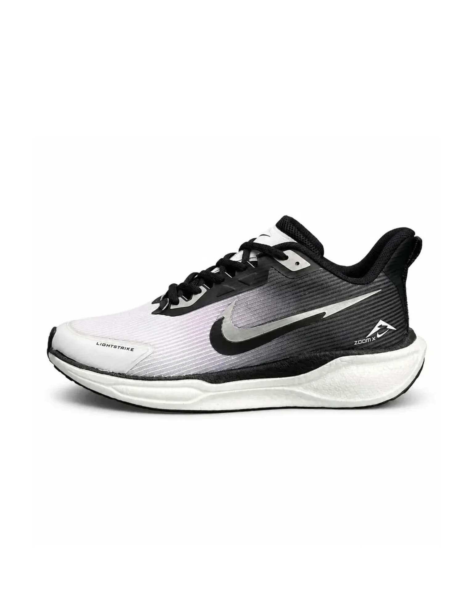 کتونی زیره بست مردانه مدل رانینگ نایکی طوسی و سفید NIKE — تصویر ۶