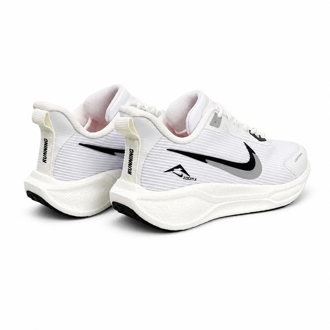 کتونی زیره بست مردانه مدل رانینگ نایکی سفید نایک مشکی NIKE — تصویر ۳