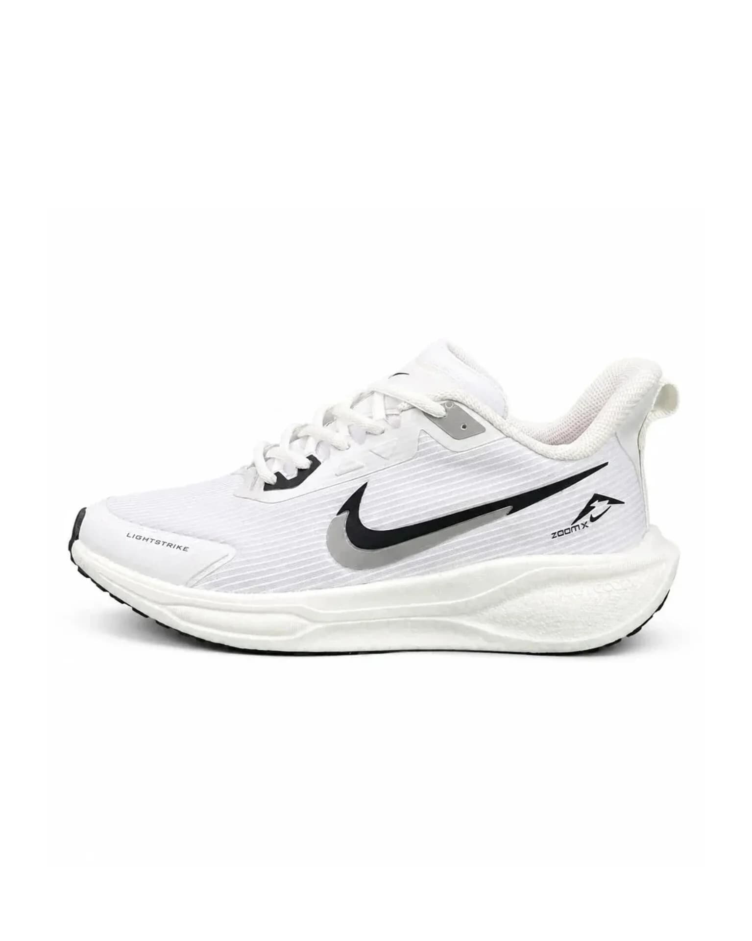 کتونی زیره بست مردانه مدل رانینگ نایکی سفید نایک مشکی NIKE — تصویر ۶