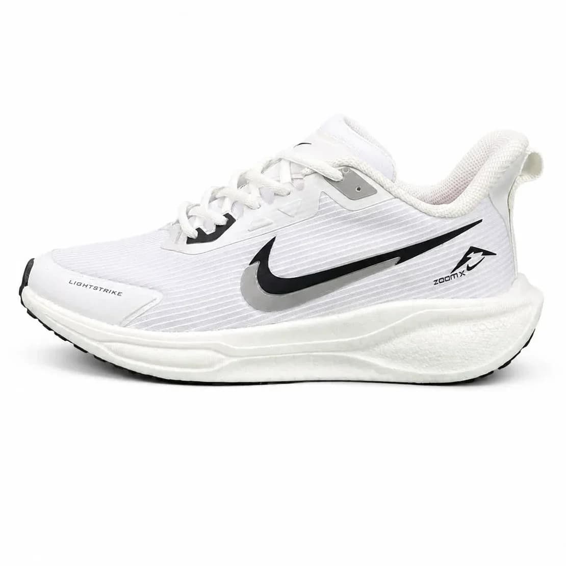 کتونی زیره بست مردانه مدل رانینگ نایکی سفید نایک مشکی NIKE