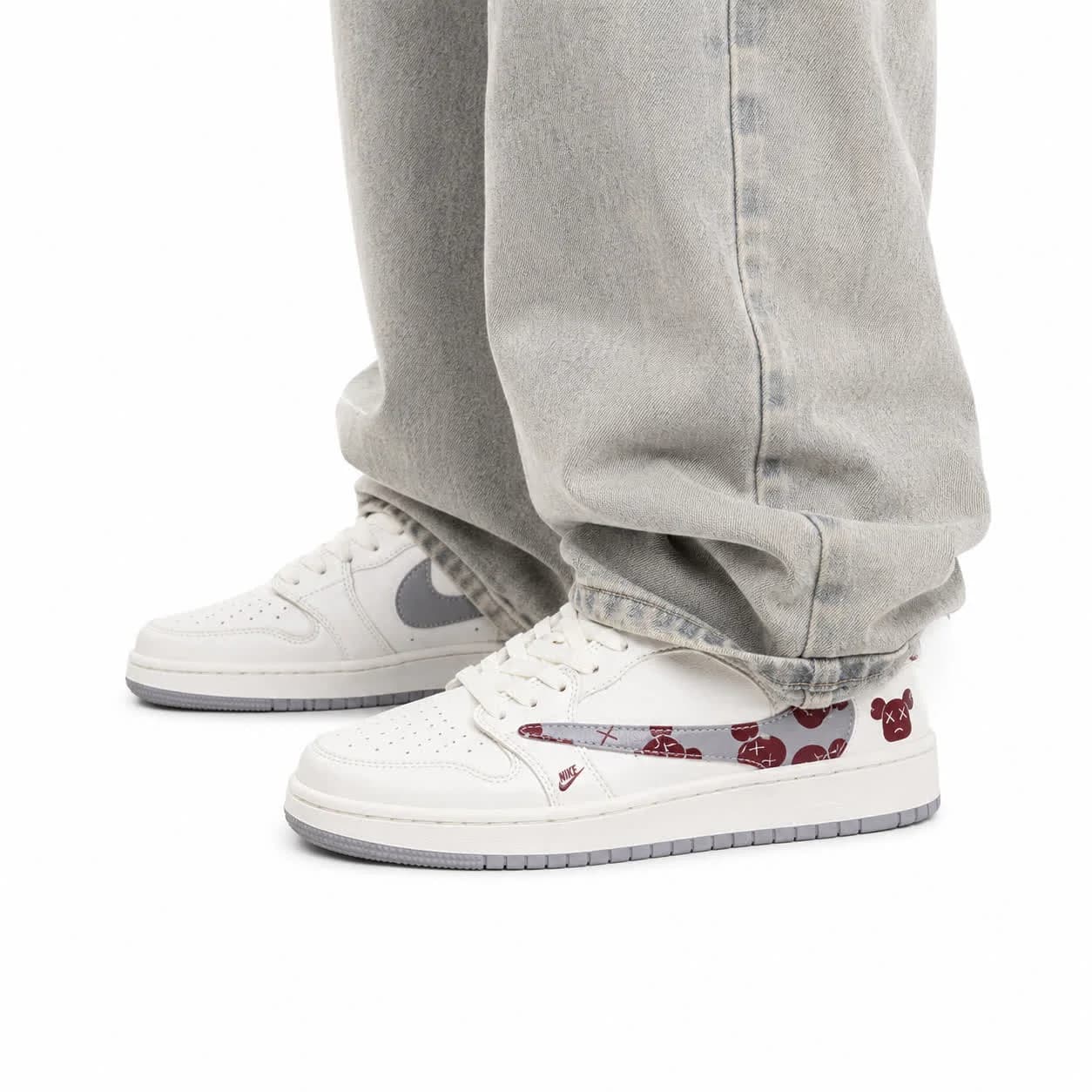 کفش کتانی مردانه مدل نایکی ترویس (کیفیت=اورجینال) کرم طوسی Nike travis — تصویر ۵