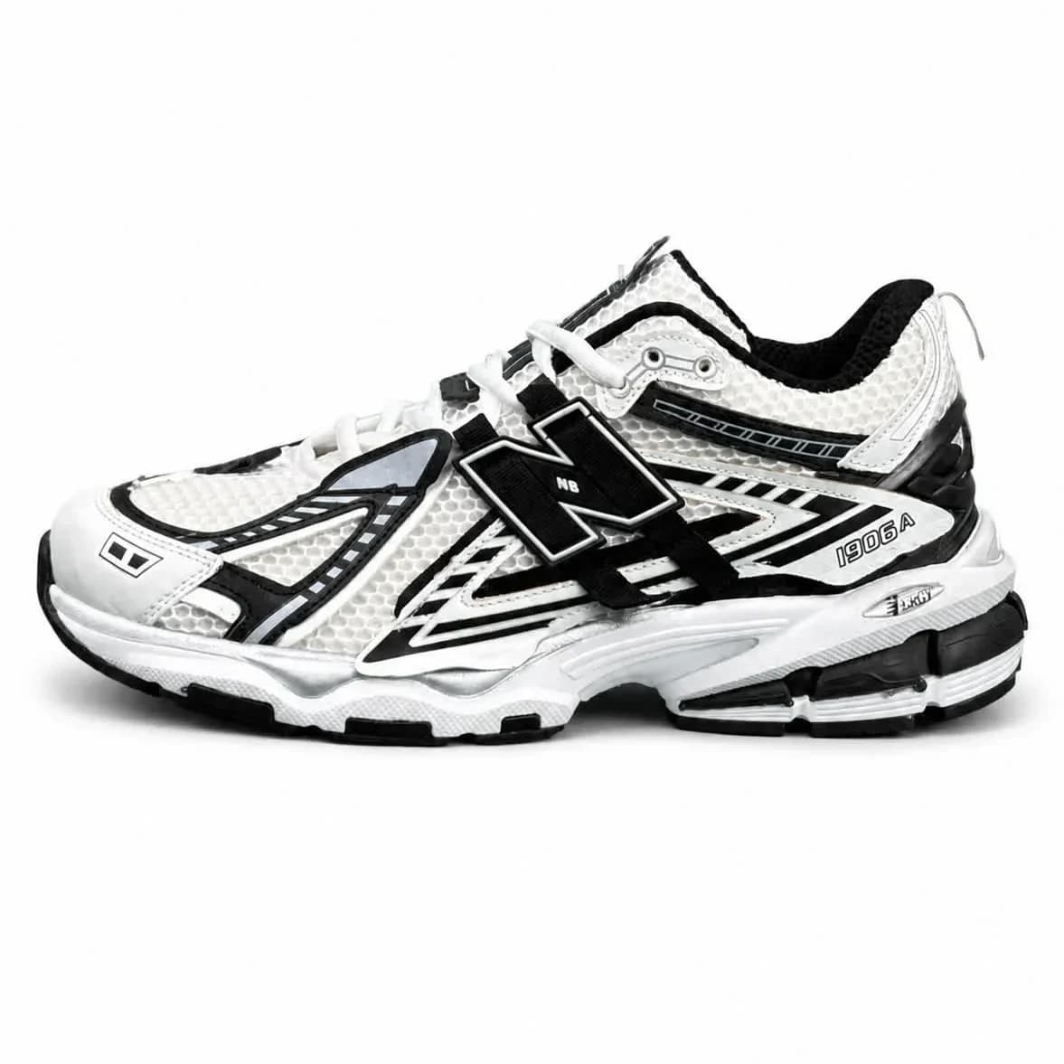 کتونی مردانه و بزرگ پا نیوبالانس سفید مشکی New BALANCE 1906