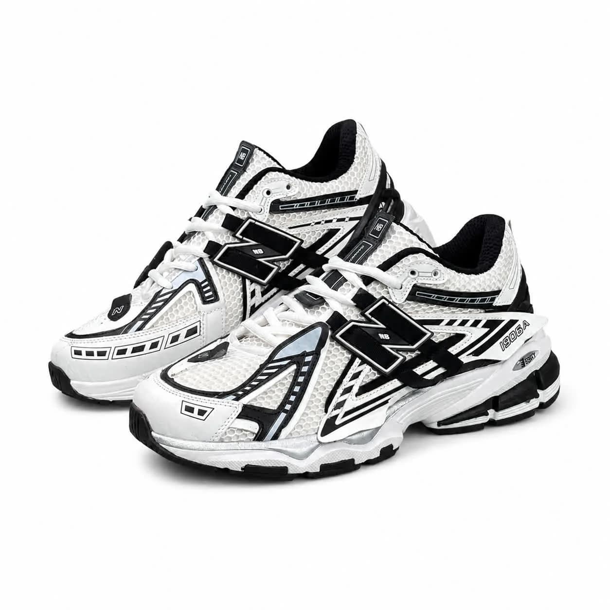 کتونی مردانه و بزرگ پا نیوبالانس سفید مشکی New BALANCE 1906 — تصویر ۳