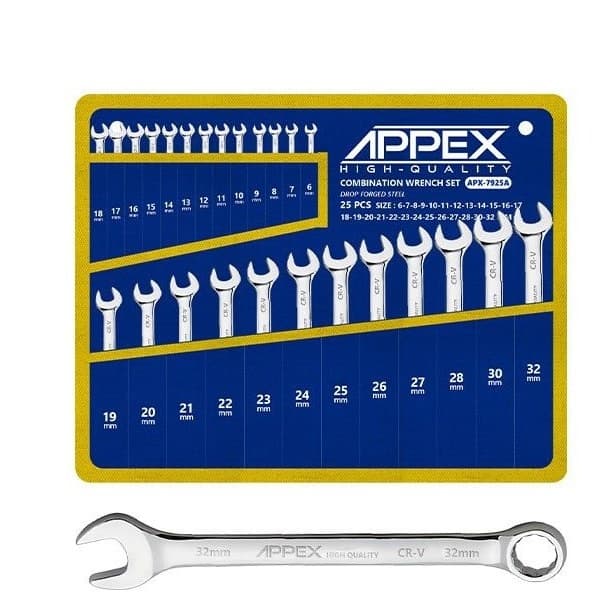 ست آچار ۲۵ عددی اپکس یکسر تخت رینگی مدل APX-7925