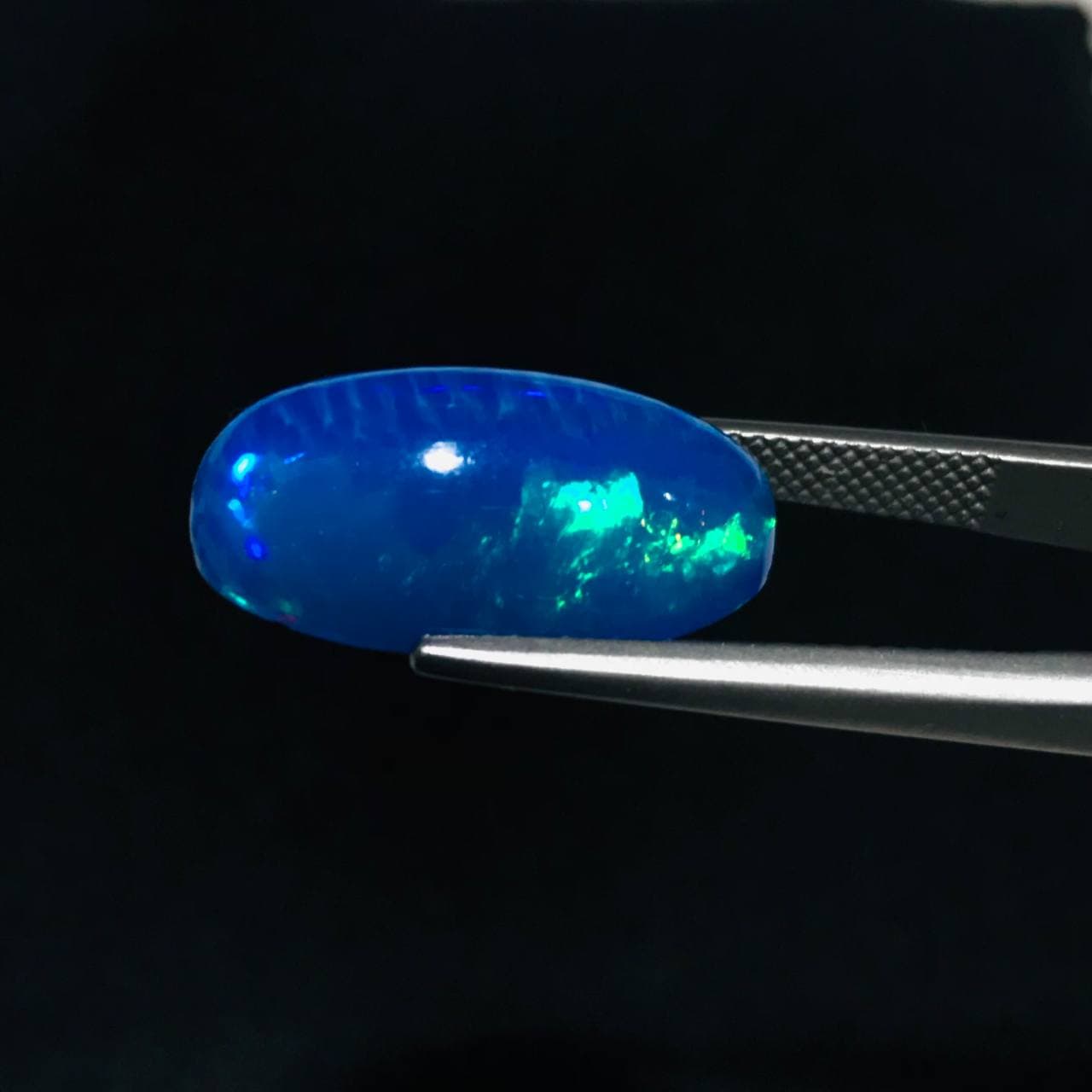 نگین اپال مشکی تراش اوال اصل سایز 12*20 — تصویر ۲