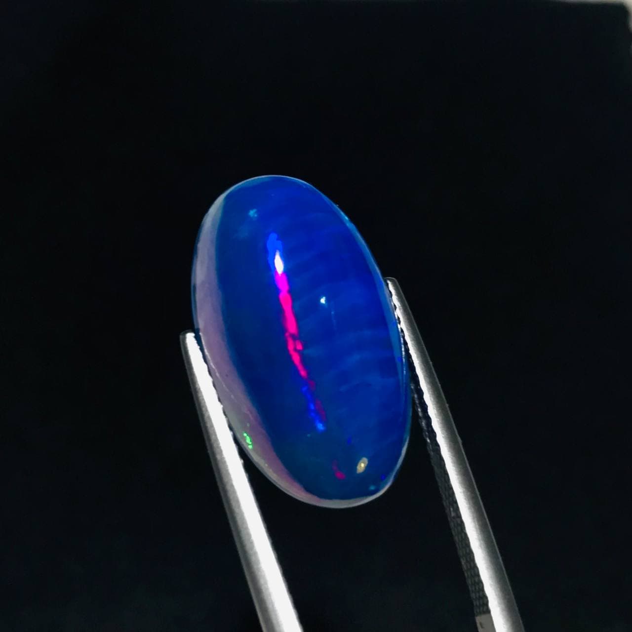 نگین اپال مشکی تراش اوال اصل سایز 12*20 — تصویر ۳