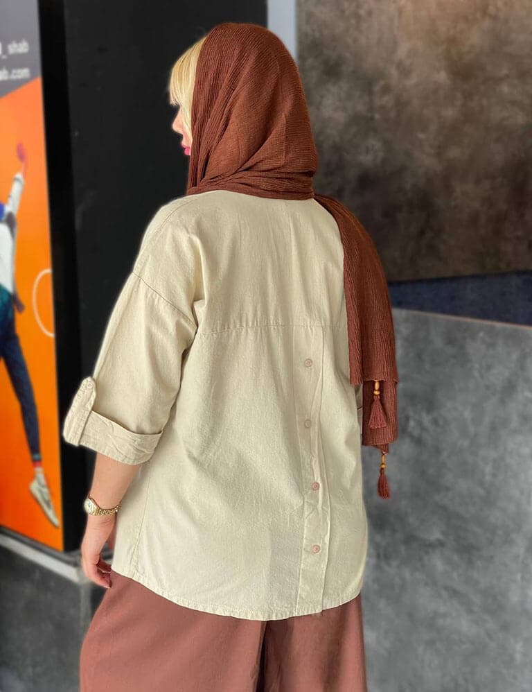شومیز پشت دکمه ارغوان کد : sh1014 — تصویر ۴