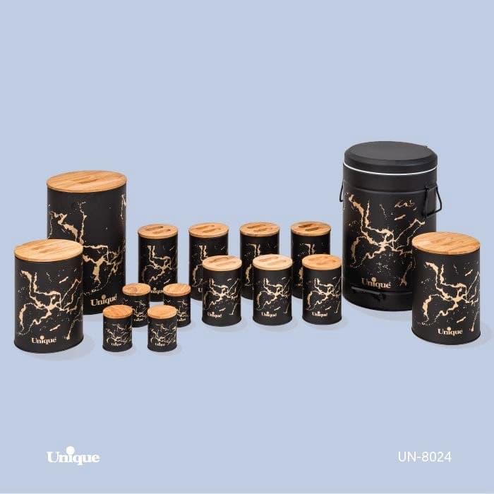 سرویس آشپزخانه 16 پارچه یونیک Unique مشکی درب بامبو کد UN-8024