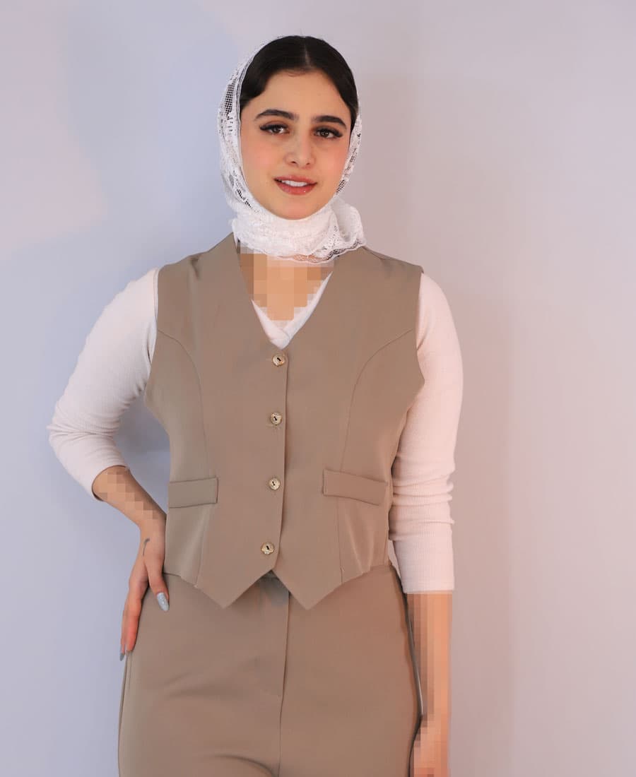 ست | مدل سه تیکه میشل کد 1064 – خاکی — تصویر ۴