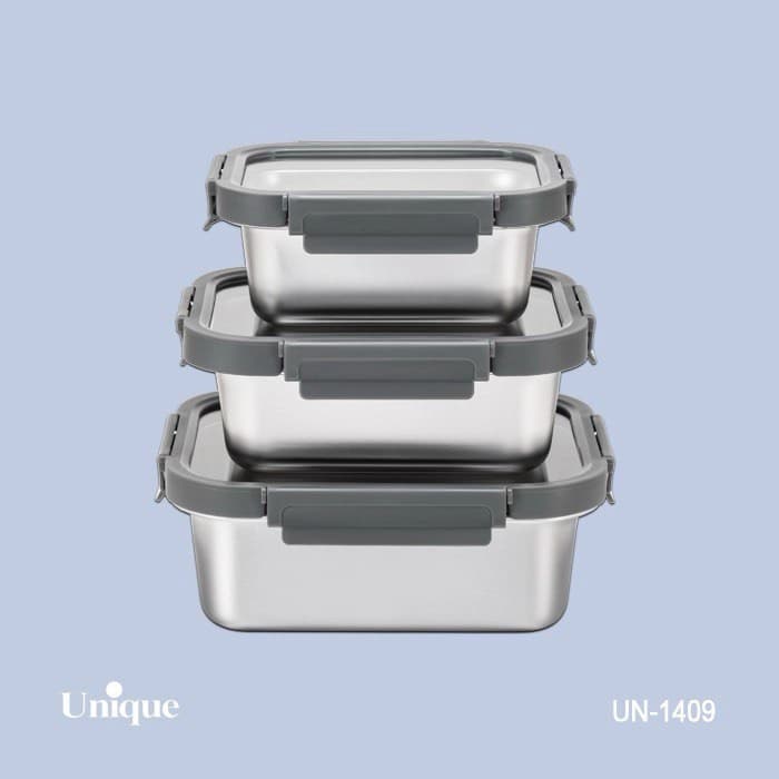 ظرف نگهدارنده یونیک Unique استیل درب شیشه ای UN-1409 — تصویر ۲