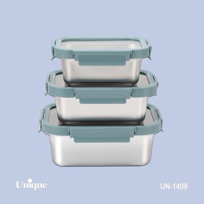 ظرف نگهدارنده یونیک Unique استیل درب شیشه ای UN-1409