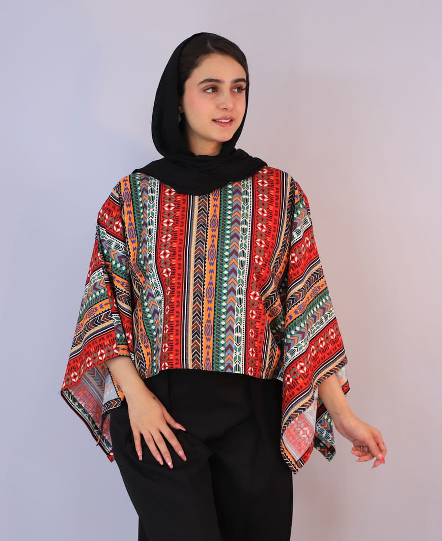 شومیز | مدل پانچو طرح دار کد 1057 – کد1