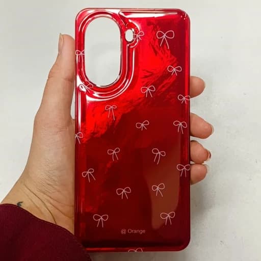 گارد گوشی Poco x7 proطرح پاپیون ریز رنگ قرمز براق قاب و کاور آیفون پوکو ایکس 7 پرو