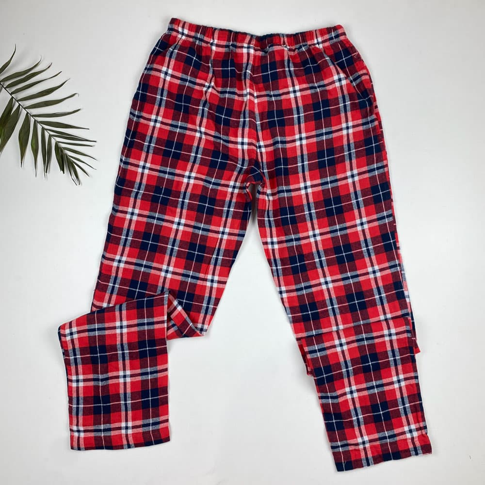 شلوار برند pepperts طرح چهار خونه کمرکش قرمز رنگ – 12 تا 14 سال — تصویر ۴