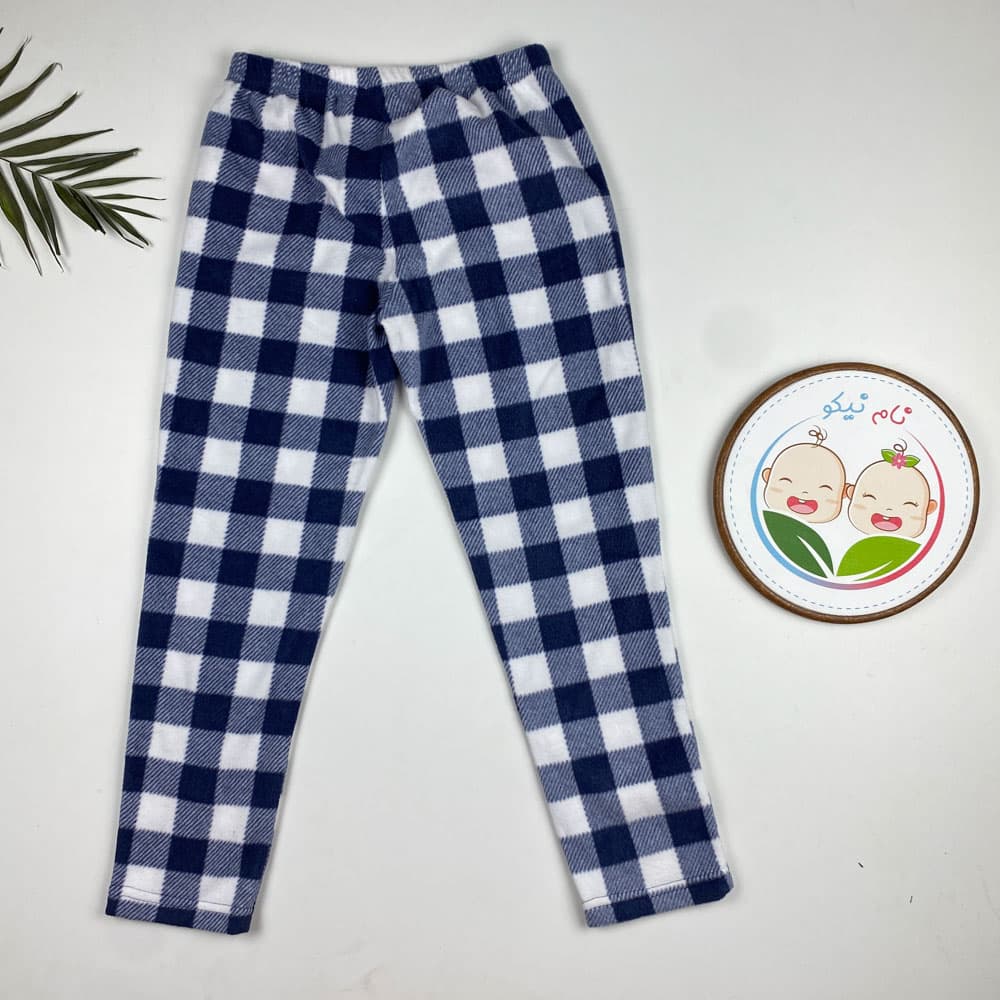 شلوار برند لوپیلو طرح چهار خونه تو کرک سفید رنگ – 6 تا 8 سال — تصویر ۵