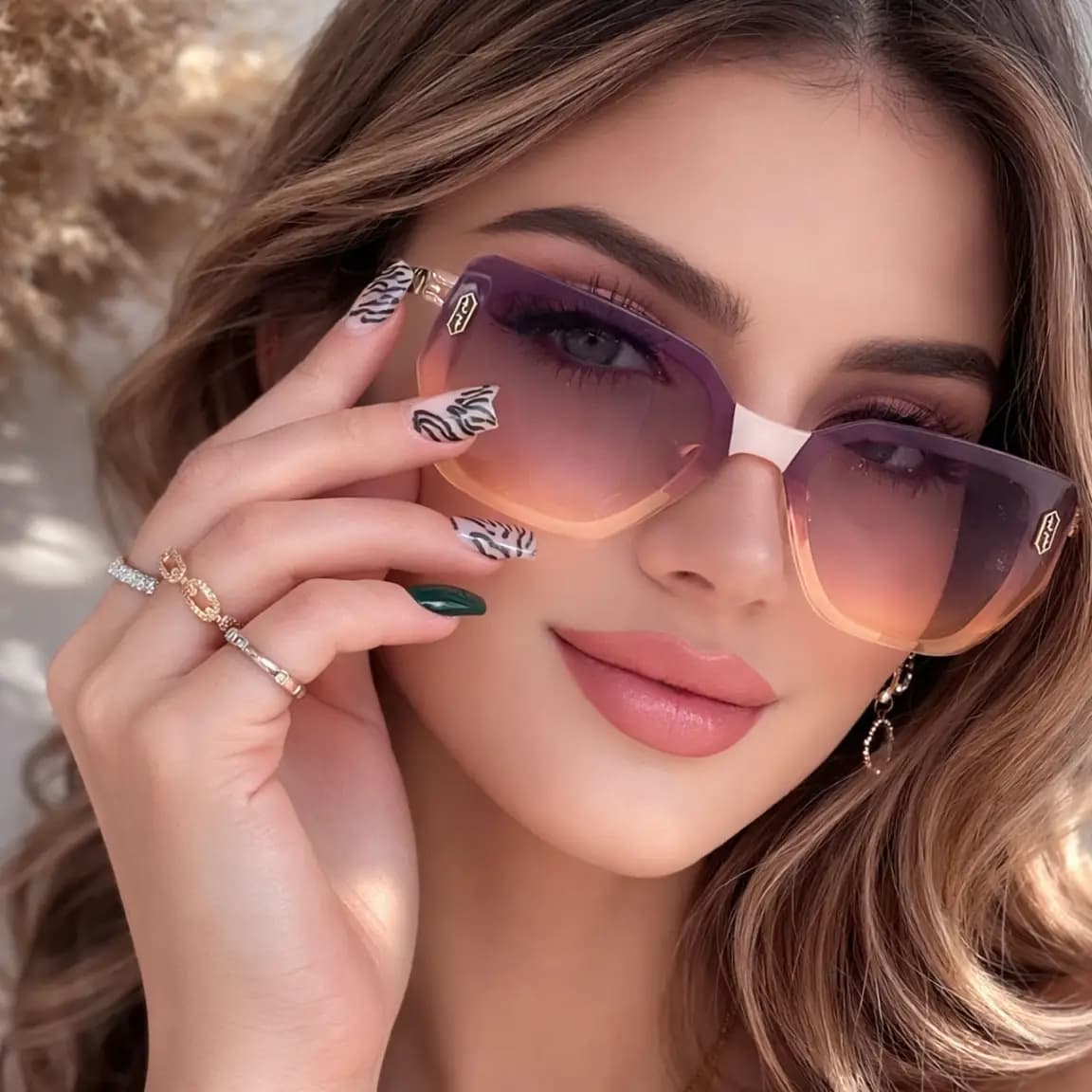 عینک آفتابی زنانه طرح جدید 2026 | عینک فشن لاکچری با لنز UV400 و کیفیت درجه یک