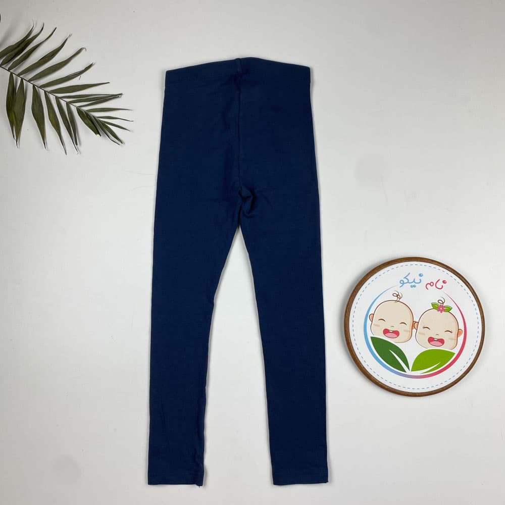 شلوار دخترانه جذب طرح ساده کمرکش سرمه ای رنگ – 6 تا 8 سال — تصویر ۴