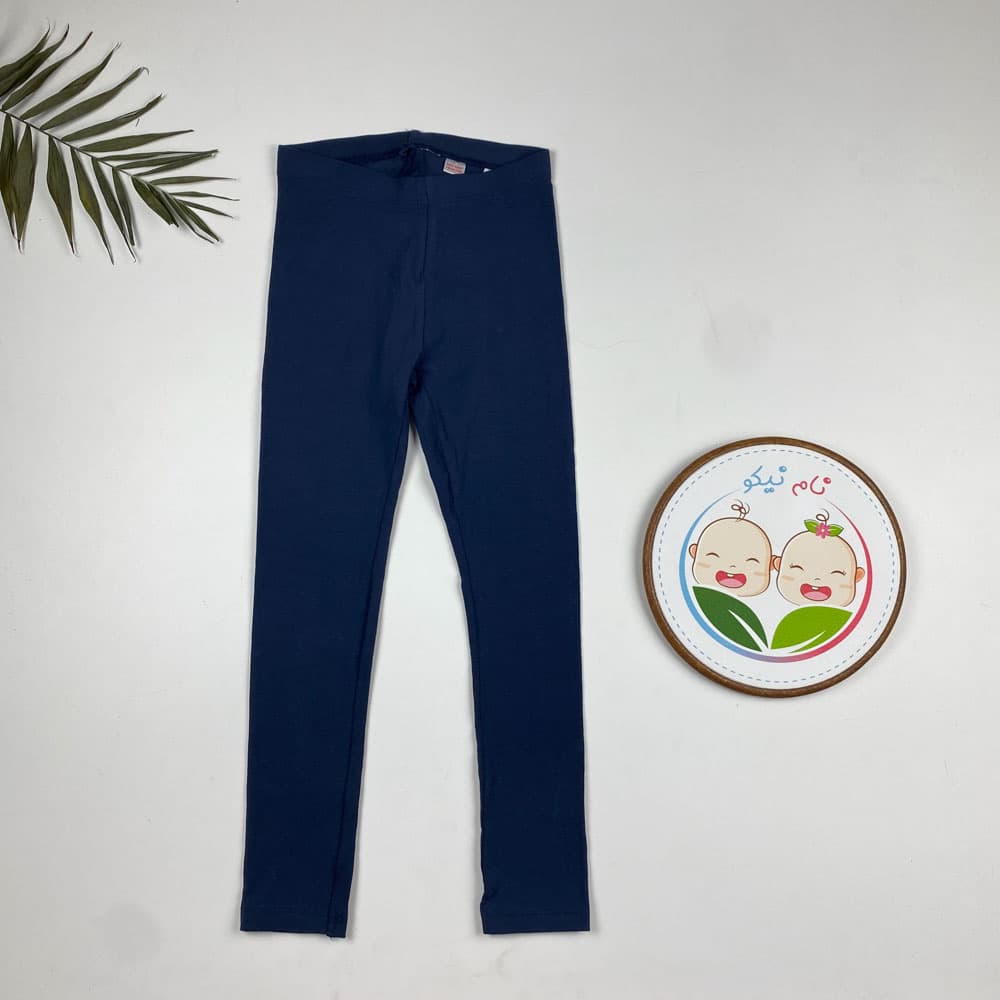 شلوار دخترانه جذب طرح ساده کمرکش سرمه ای رنگ – 6 تا 8 سال