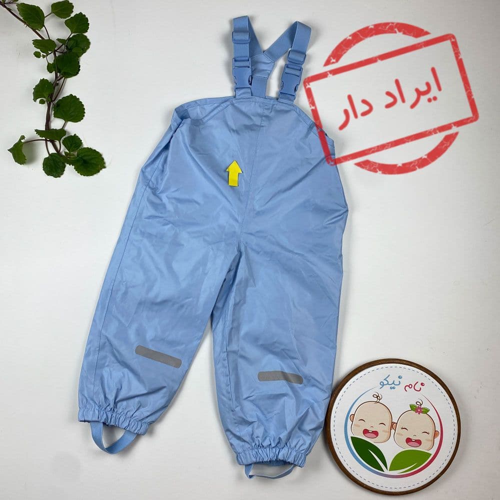 ایراد دار _ شلوار یشبندی نوزادی برند Lily and Dan طرح بندکی مچ دار آبی آسمانی رنگ – 12 تا 24 ماه