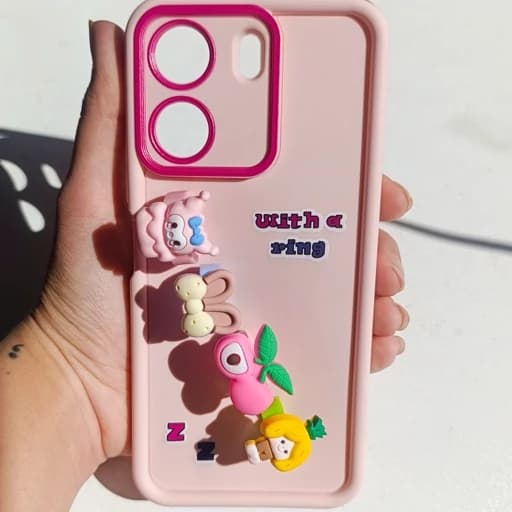 گارد گوشی Redmi 13C عروسکی فانتزی برجسته جا انگشتی مدل پاپ سوکت رنگ صورتی