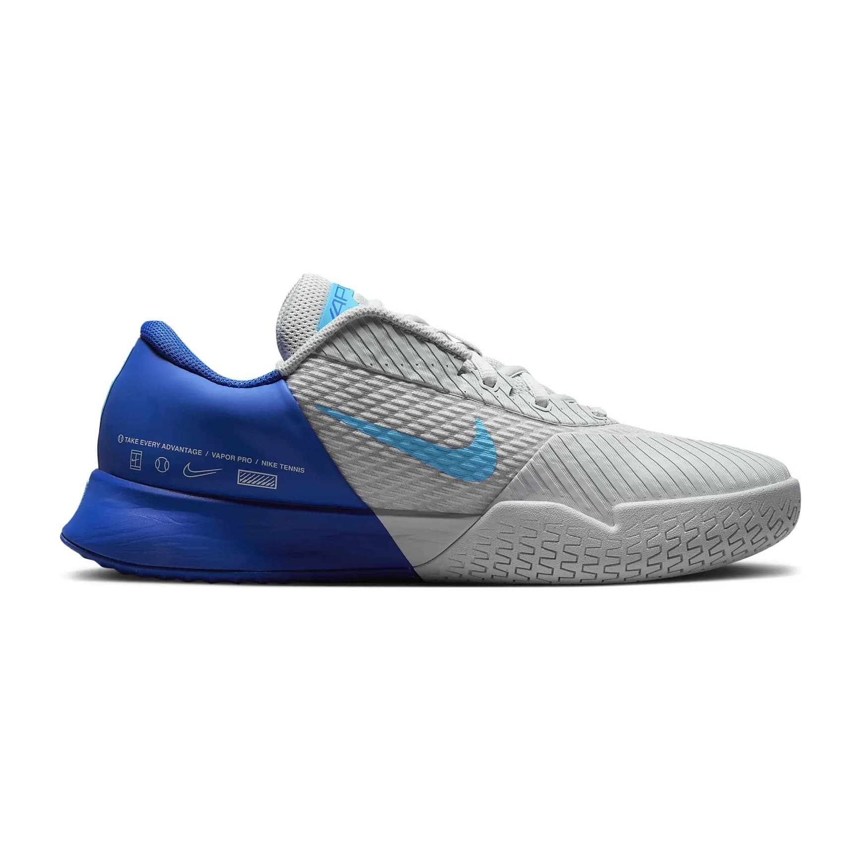 کفش تنیس مردانه نایک NikeCourt Air Zoom Vapor Pro 2 – سفید/آبی — تصویر ۱۰