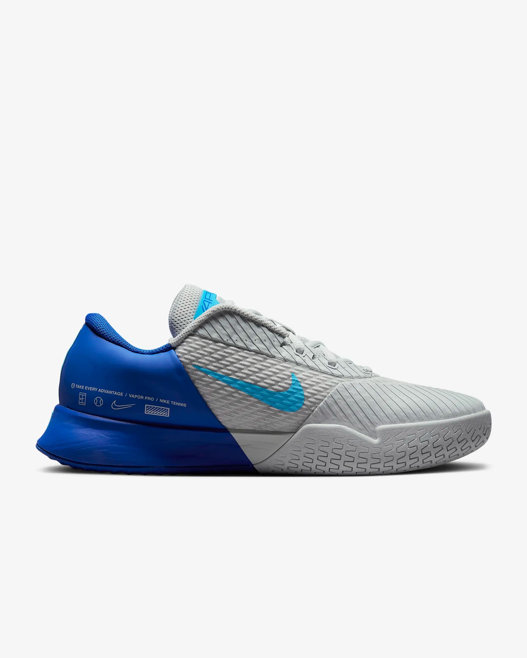 کفش تنیس مردانه نایک NikeCourt Air Zoom Vapor Pro 2 – سفید/آبی — تصویر ۲