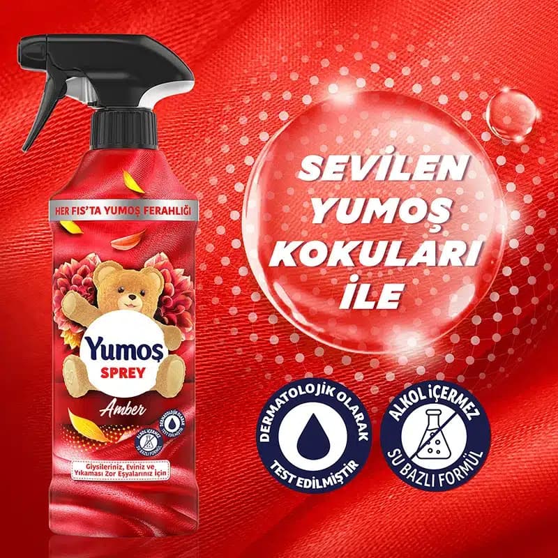 اسپری خوشبو کننده یوموش قرمز مدل Amber با رایحه گل کهربا | حجم 450 میل — تصویر ۴