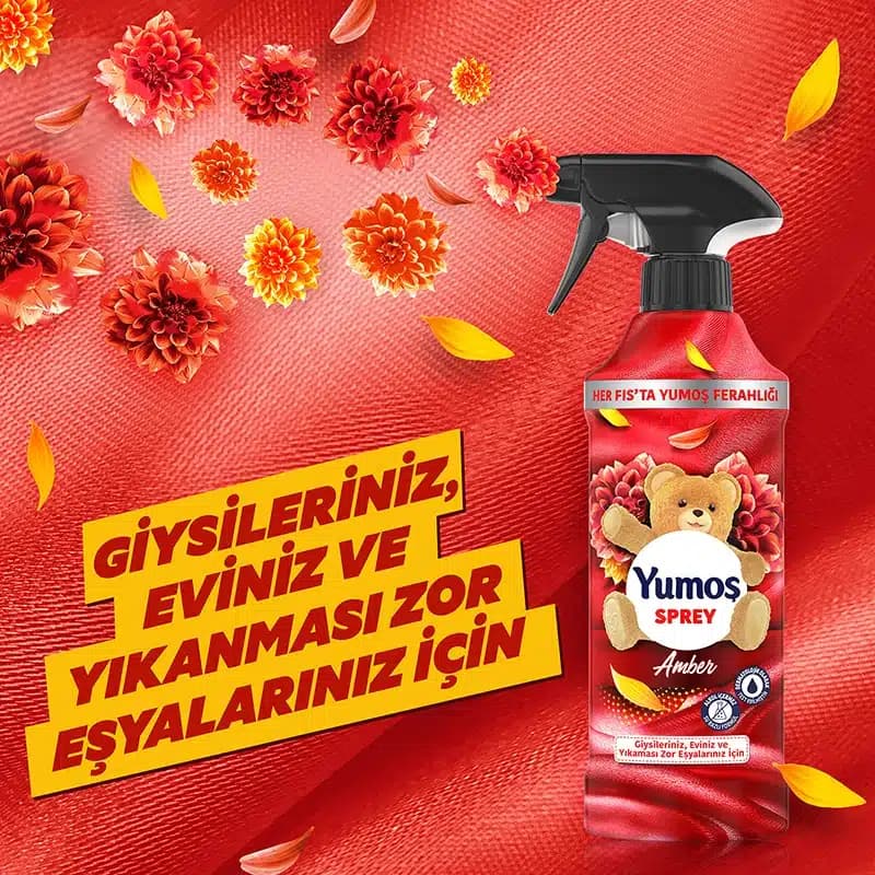 اسپری خوشبو کننده یوموش قرمز مدل Amber با رایحه گل کهربا | حجم 450 میل — تصویر ۲