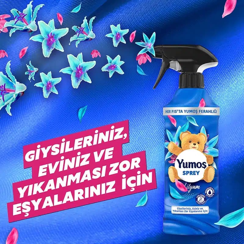اسپری خوشبو کننده یوموش آبی مدل Lilyum با رایحه گل لیلیوم | حجم 450 میل — تصویر ۲