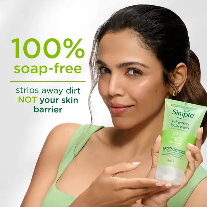 ژل شستشو صورت سیمپل Simple مدل Refreshing Face Wash – فاقد صابون و مناسب انواع پوست | حجم 150 میلی‌لیتر — تصویر ۸