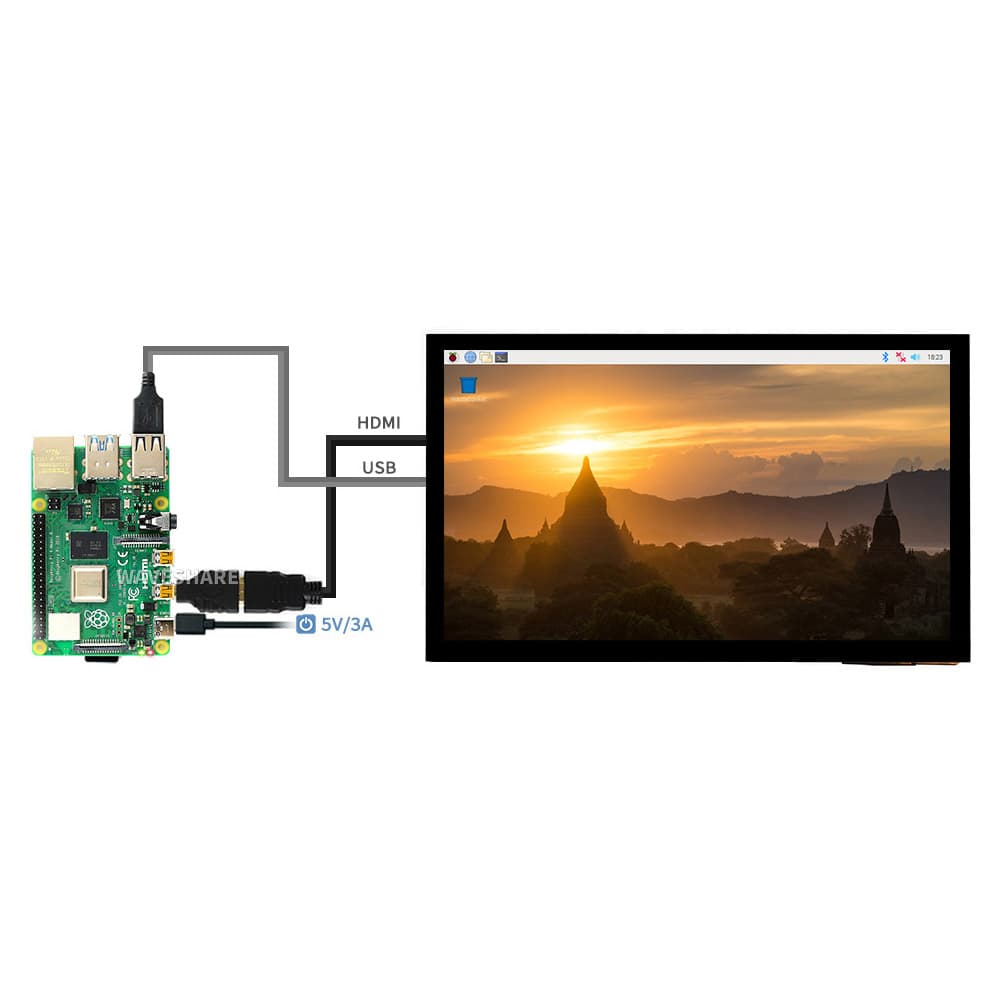 نمایشگر 10.1 اینچ IPS HDMI لمسی خازنی تایپ E تولید Waveshare — تصویر ۲