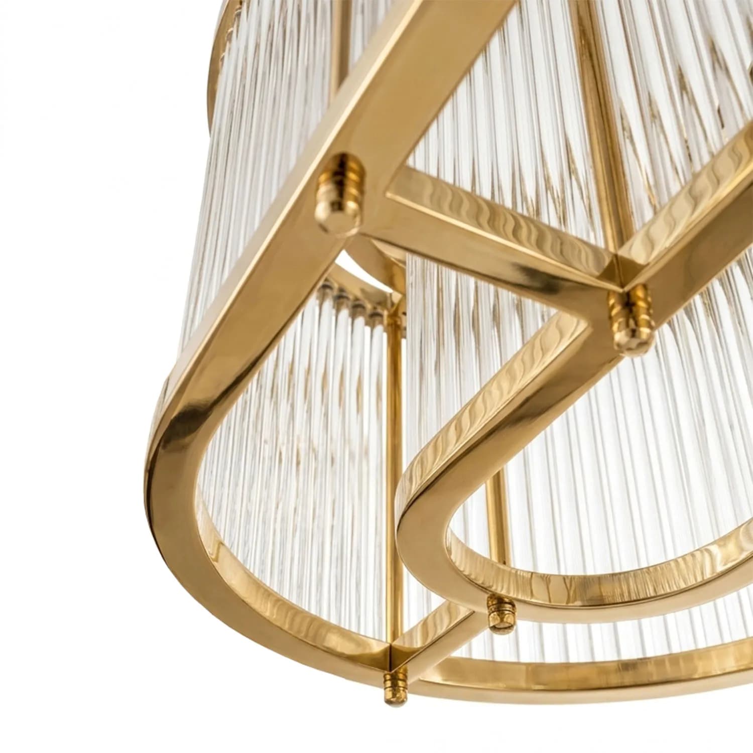 لوستر لاینر 2 لاین کریستال لوله ای 120*35-طلایی براق-شفاف-کد 166 — تصویر ۳