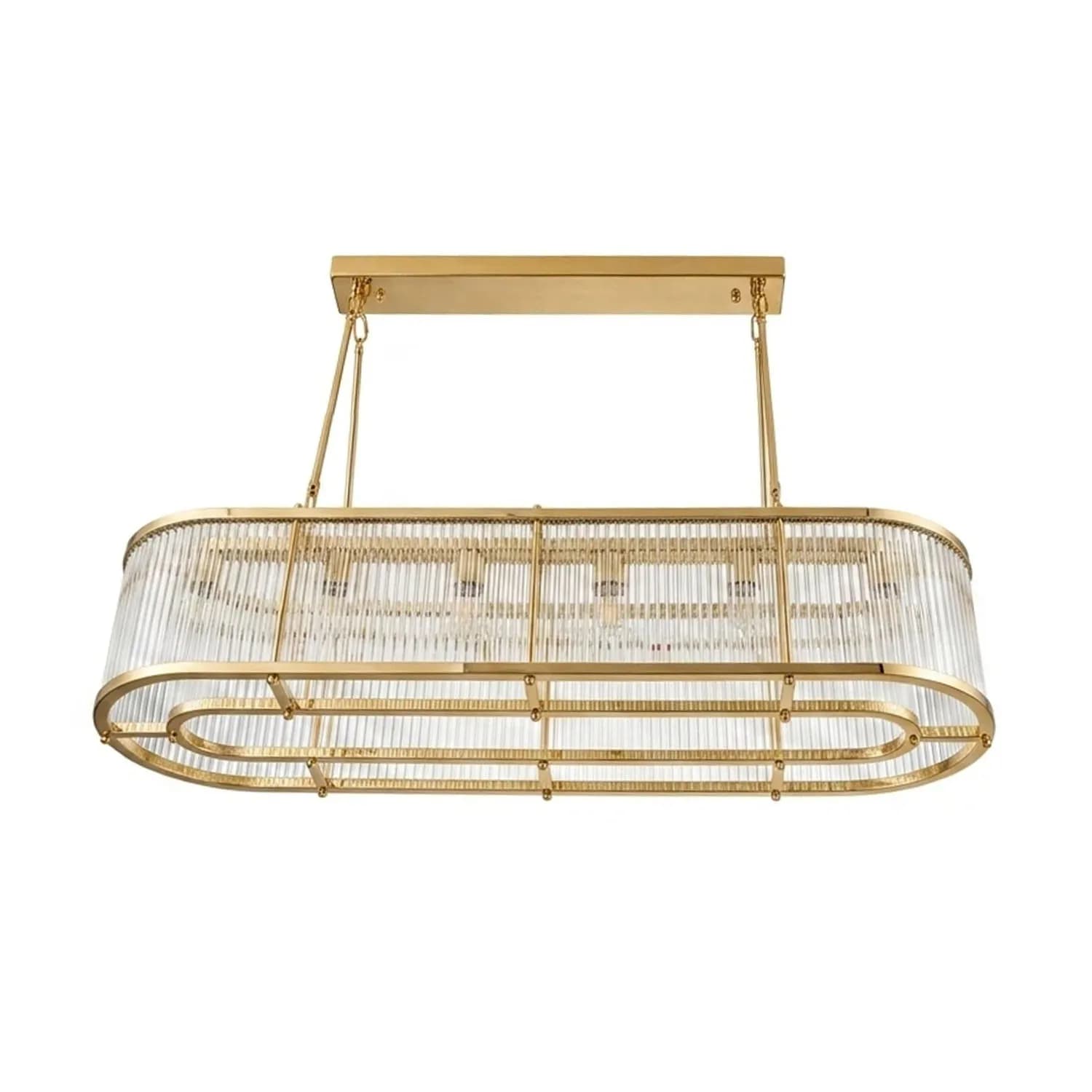 لوستر لاینر 2 لاین کریستال لوله ای 120*35-طلایی براق-شفاف-کد 166 — تصویر ۲