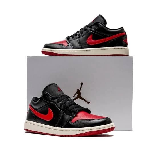 کفش Air Jordan 1 Low Bred مشکی قرمز — تصویر ۵