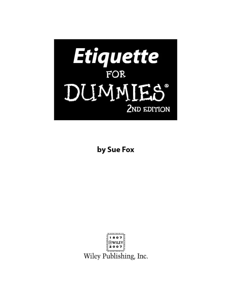 کتاب Etiquette for Dummies (آداب معاشرت برای تازه‌کارها) نسخه انگلیسی PDF | سو فاکس