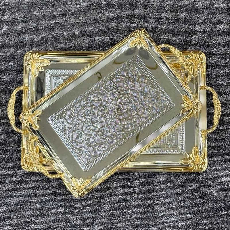 سینی جفتی مستطیل سیلور طلایی 1972