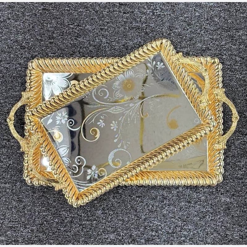 سینی جفتی مستطیل سیلور طلایی 1782
