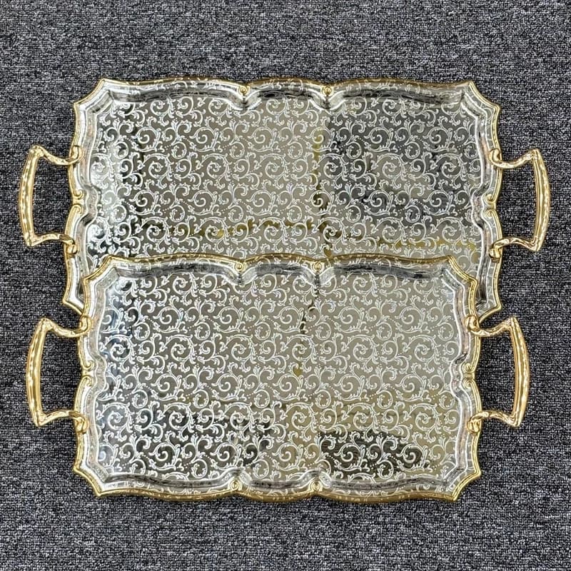 سینی جفتی استیل مستطیل سیلور طلایی 6908 — تصویر ۵