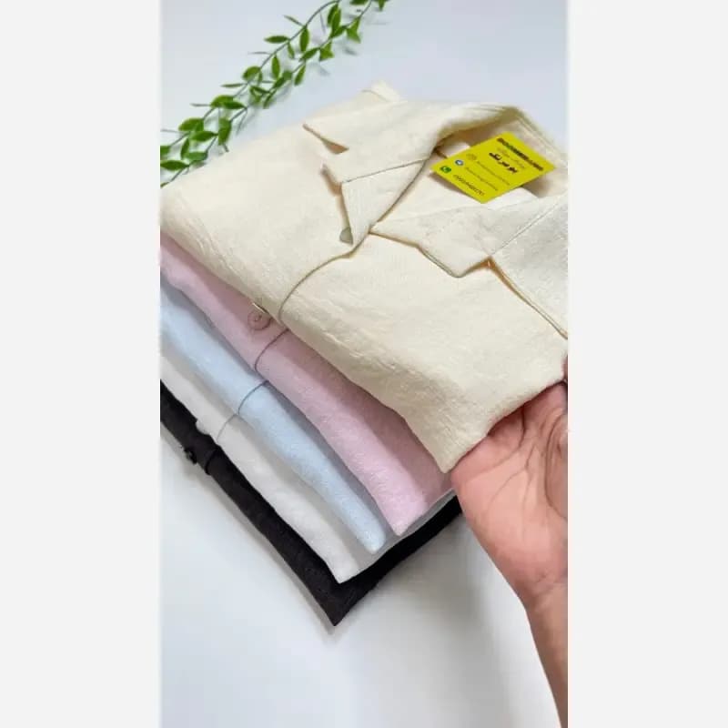 شومیز کراپ گره ای دخترانه لینن ترک — تصویر ۳