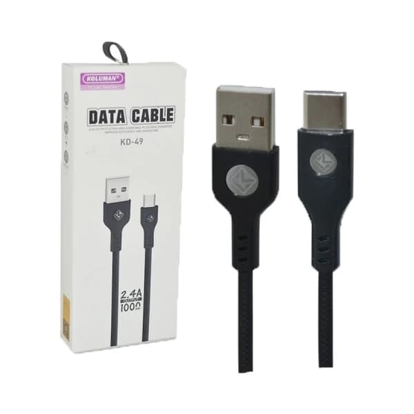 کابل شارژ کلومن مدل KD-49 با کیفیت بالا و طول ۱ متر اتصال USB به Type-C
