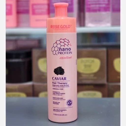 پروتئین نانو خاویار رزگلد ROSE GOLD احیا و صافی بالا، غنی با عصاره خاویار، بهبود خاصیت ارتجاعی، درخشندگی مو 1100 میل — تصویر ۷