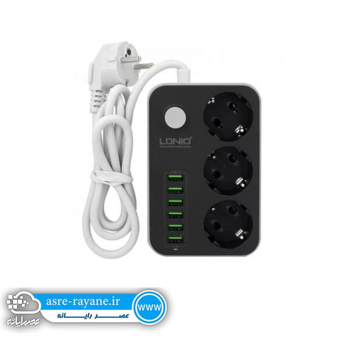 سه راهی برق و شارژر LDNIO SE3631 + ۶Port USB