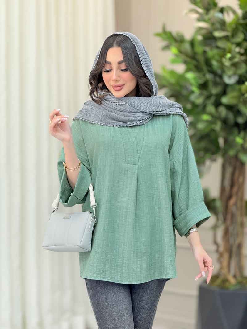 مانتو یقه ایستاده جلو بسته کد 6146
