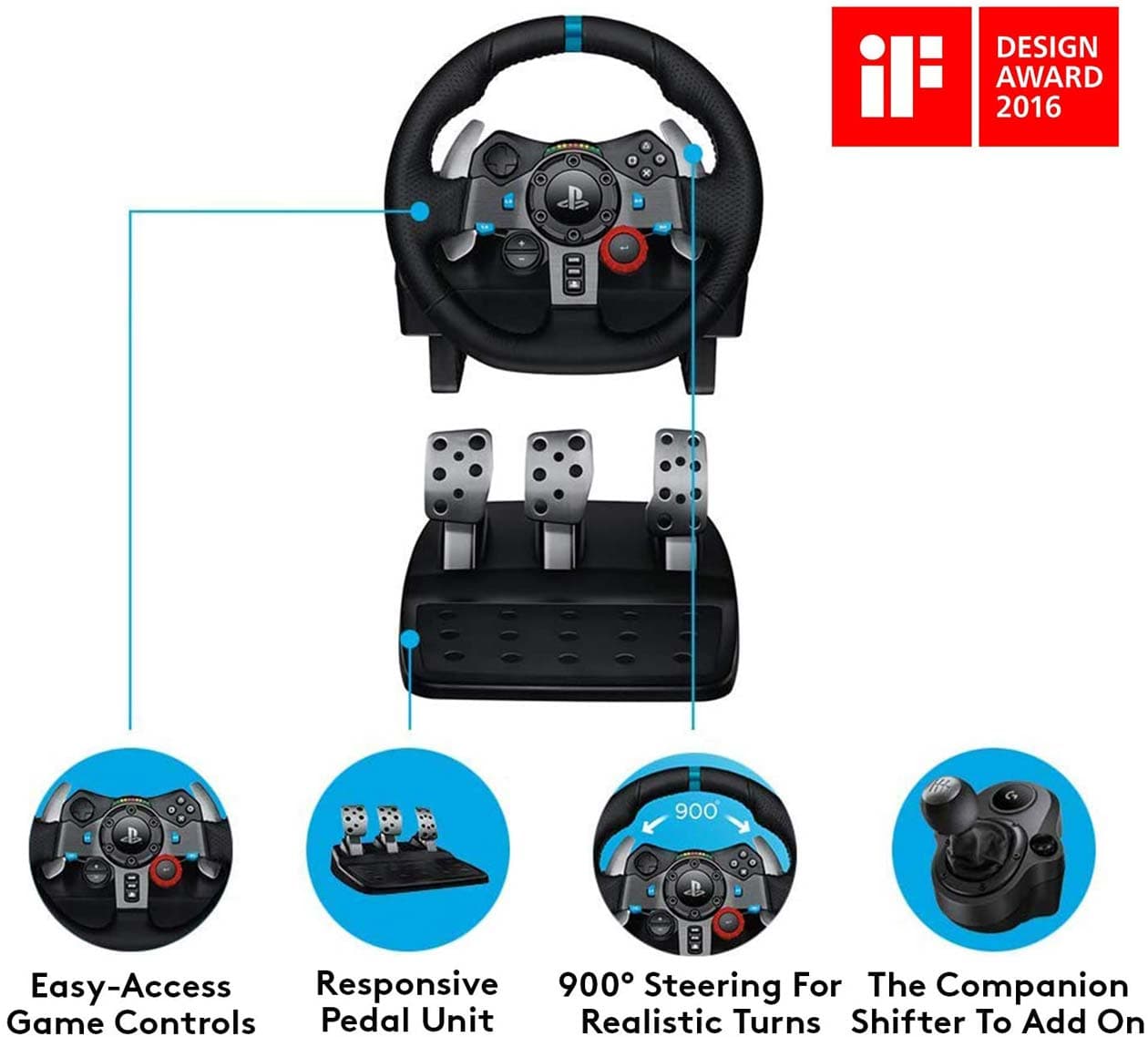 فرمان بازی Logitech G29 Racing Wheel and Pedals,PS3, PS4 , PS5 — تصویر ۴