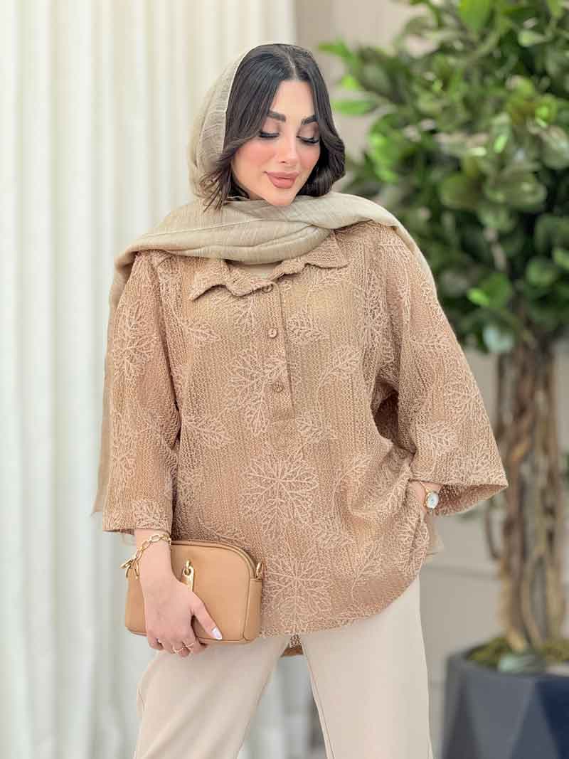شومیز قلاب بافی یقه سه دکمه کد 6216 — تصویر ۶